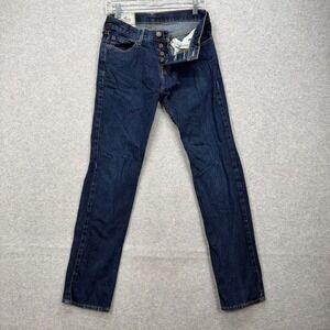 Hollister Jeans Mens 29x32 Dark Blue Denim Pants Slim Straight Button Fly Y2K